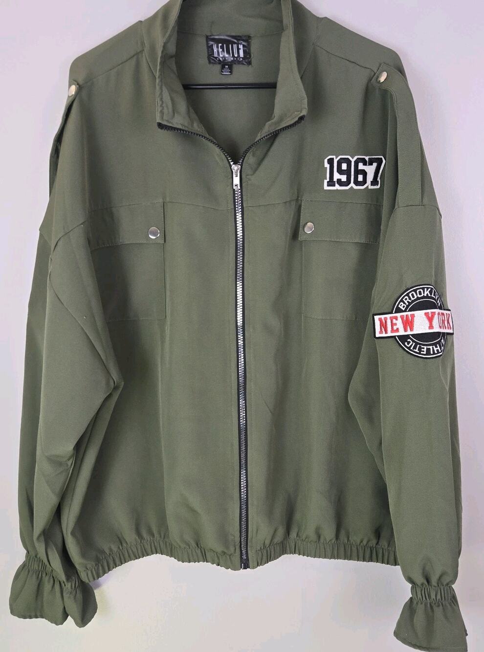 Helium Moto Wear Flawless 1967 Jacket 3X ZIP Bomber Varsity Olive Green NYC Retr